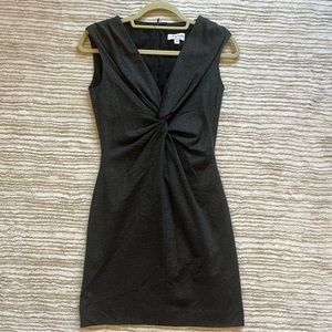 Amy Matto New York Twist Front Dress Charcoal Gray V-neck